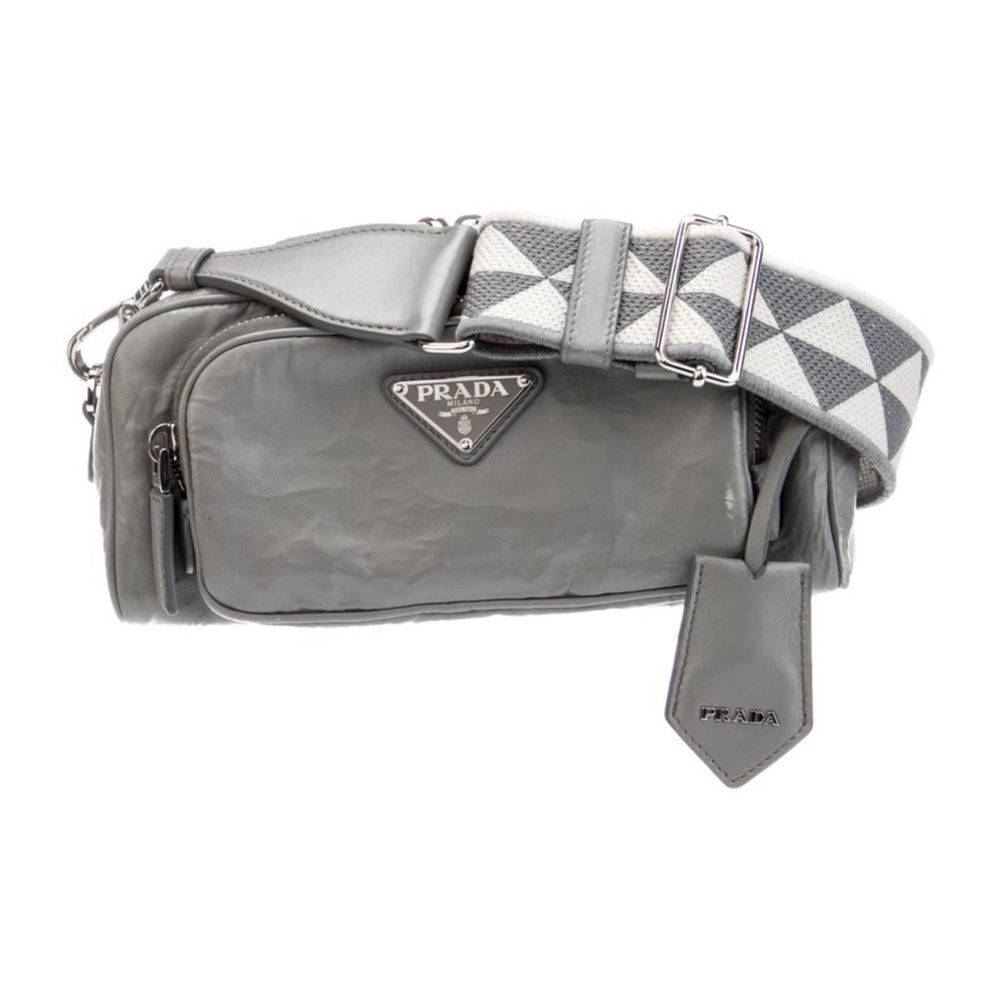 Prada grey metal triangle bag